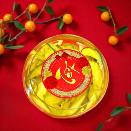 Vỏ Bưởi Chanh Dây Sấy Dẻo 150g Hộp Tròn Nhỏ Hộp Quà Tết 2026 - VBCDSDHTN150G