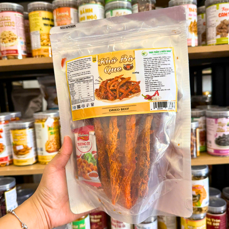 Khô Bò Que Thượng Hạng 300g - Túi Zip Bạc Khô Bò Que Thượng Hạng 300g - Túi Zip Bạc