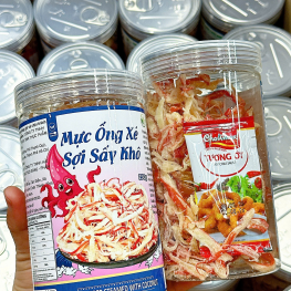Mực Ống Xé Sợi Sấy Khô - Mực Dừa Xé Sợi Thơm Ngon 250g - Hũ Pet - MOXSSKHP250G