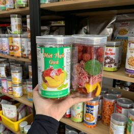 Mứt Ngũ Quả Thơm Ngon (Ô Mai Đào Hồng, Ô Mai Đào Bổ, Ô Mai Mận Cơm, Kiwi Sấy Dẻo, Xoài Sấy Dẻo) 500g - Hũ Pet - MNQHP500G