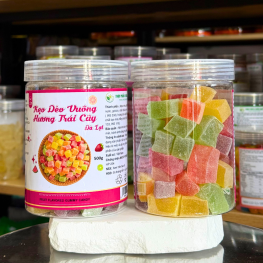 Kẹo Dẻo Vuông Hương Trái Cây - Kẹo Dẻo Đà Lạt Thơm Ngon 500g - Hũ Pet - KDVHTCHP500G