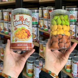Bánh Gấu Mix 3 Vị (Truyền Thống - Socola - Chùm Ngây) 350g - Hộp Pet - BGM3VHP350G