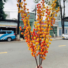 Cành Đông Đào 12 Nhánh Trái Mọng Vàng Dài 90cm - NGOVNG