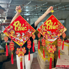 Dây reo 3d Vuông Tràn Trí Tết 30cm - DTT03