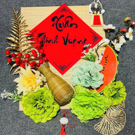 Set Phụ Kiện Mành Tre Vuông Nhiều Mẫu Ráp Sẵn Trang Trí Tết - MTTT03