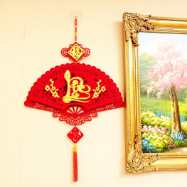 Dây Treo Quạt Nhung Đỏ - Quạt Treo Trường Trang Trí Tết - QXTT04