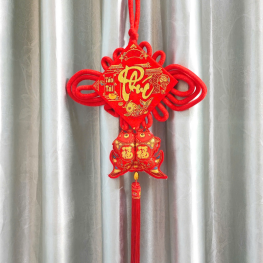 Khánh Nhung Đỏ Chữ Phúc 3D - Liễn Vuông Cá Chép Nhung Đỏ Trang Trí Tết - 16cm - TLN05