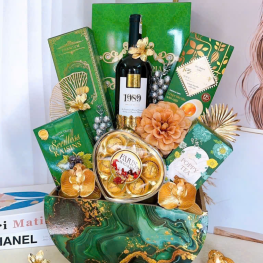 Giỏ Quà Tết Xanh Lá - Quà Tặng Tết Sang Trọng - Quà Trang Trí Tết - QTTT11