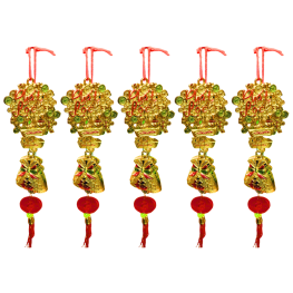 Túi 5 Dây Liễn Treo Túi Tiền Nơ Treo Cây Cảnh Trang Trí Tết - Móc Khóa Túi Thần Tài - TLN07