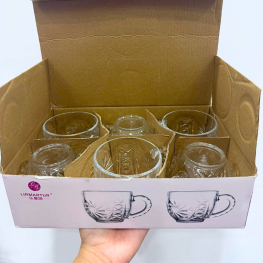 Bộ 6 Ly Thủy Tinh Họa Tiết Cao Cấp - Cốc Thủy Tinh Sang Trọng 8x7cm - LTTCC02