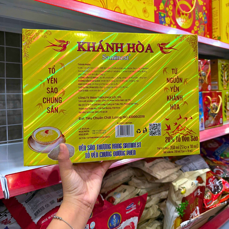 Yến Chưng Đường Phèn Khánh Hòa Saminest 28% Set 5 Hủ 70ml Hộp Màu Vàng Yến Chưng Đường Phèn Khánh Hòa Saminest 28% Set 5 Hủ 70ml Hộp Màu Vàng