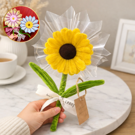 [Không Đèn Chớp] Hoa Gài Tiền - Hoa Gắn Tiền - Hoa Đựng Tiền Hướng Dương Trong Suốt - Hoa Sáp - HGT01