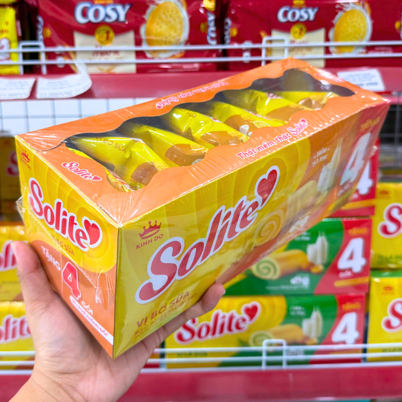 Bánh Bông Lan Cuộn Solite Vị Bơ Sữa Hộp Giấy Lớn 396g Bánh Bông Lan Cuộn Solite Vị Bơ Sữa Hộp Giấy Lớn 396g