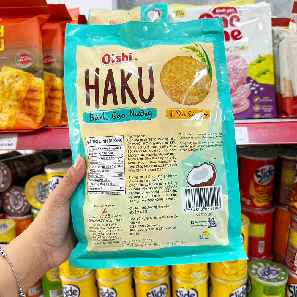 Bánh Gạo Nướng OISHI HAKU Vị Dừa Sấy Giòn 138g Bánh Gạo Nướng OISHI HAKU Vị Dừa Sấy Giòn 138g