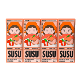 Sữa Trái Cây VINAMILK SUSU Hương Đào Vải 180ml/Hộp - Lốc 4 Hộp - 8934673702096