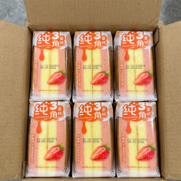 1 Thùng Bánh Bông Lan Tam Giác CHUNSANJIAO Vị Dâu - Màu Hồng - 6973697320857THUNG