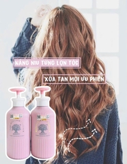 Combo Dầu Gội Xả Biotin Màu Hồng Collagen Essence Pink Voudioty 500ml