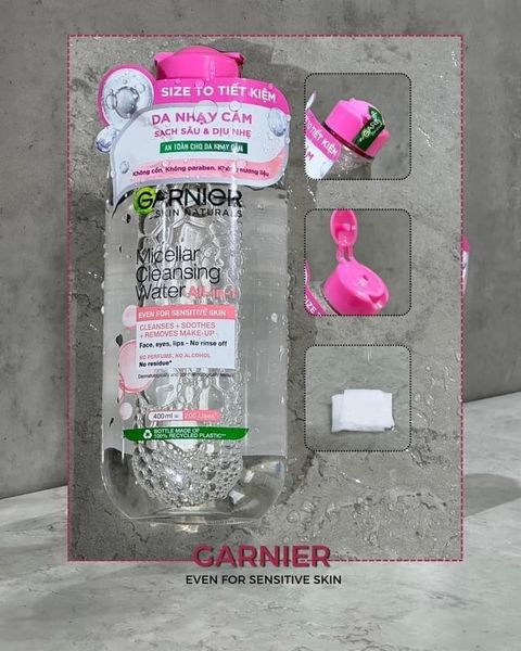 Nước tẩy trang Garnier Micellar Cleansing Water màu hồng giúp bạn dùng thoải mái và tiết kiệm hơn