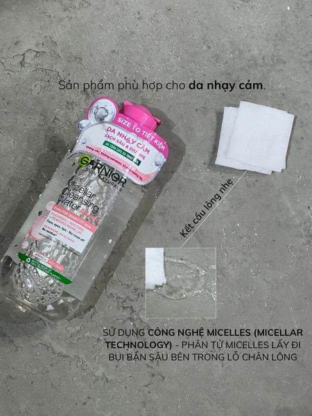 Nước tẩy trang Garnier Micellar Cleansing Water màu hồng giúp bạn dùng thoải mái và tiết kiệm hơn