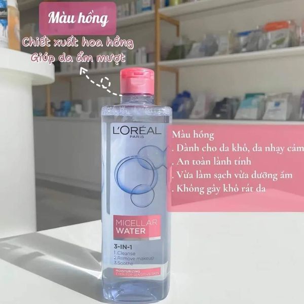 Nước Tẩy Trang L’Oreal Dưỡng Ẩm Hồng Moisturizing 3-in-1 Micellar Water
