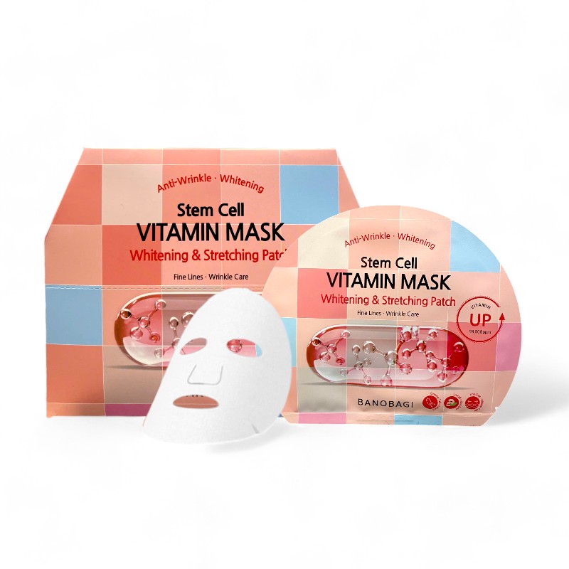 Mặt nạ dưỡng ẩm Banobagi Stem Cell Vitamin Mask Whitening & Stretching Patch (Đỏ) gói 1 cái