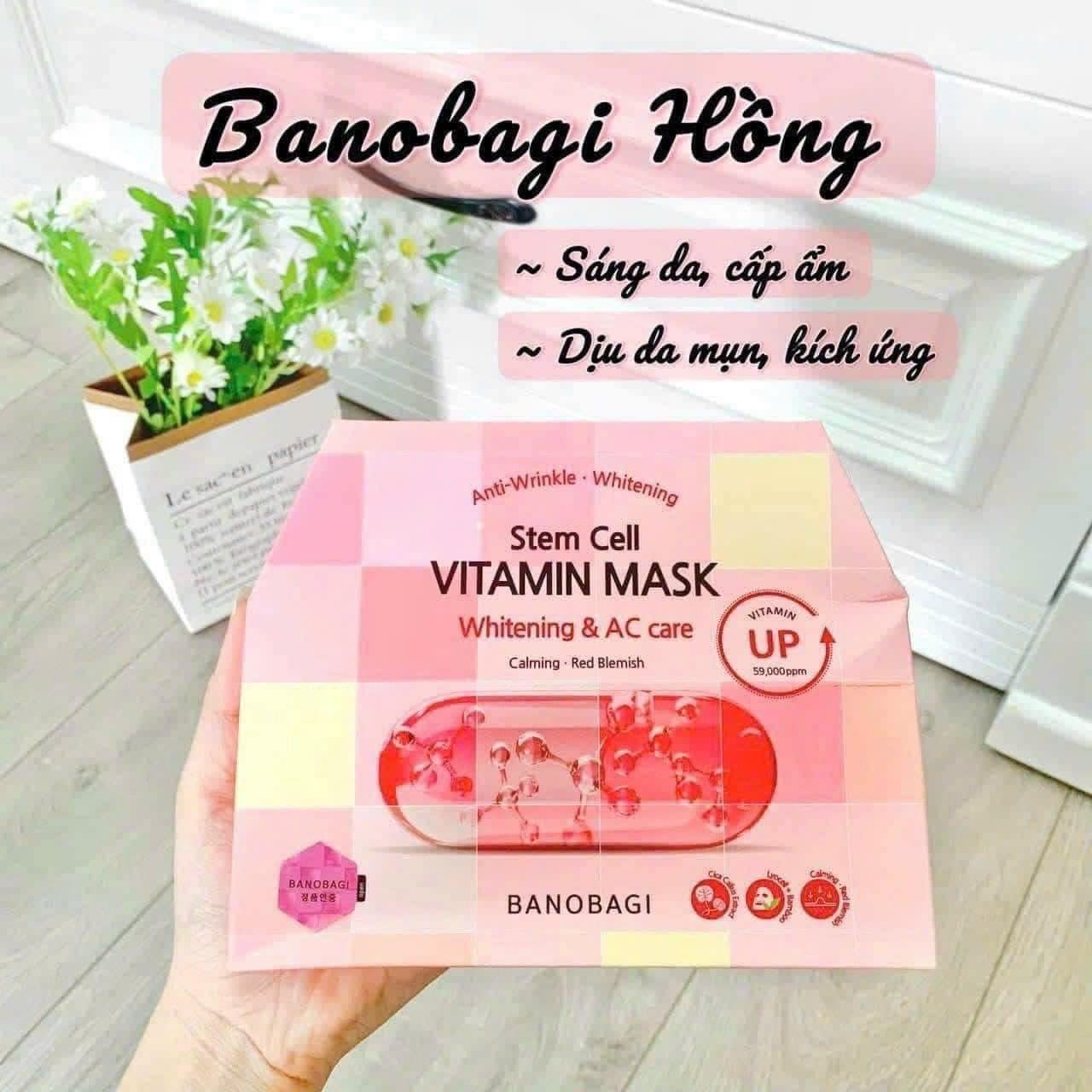 Mặt nạ Banobagi Stem Cell Vitamin Mask Whitening & AC Care giúp cung cấp độ ẩm cho da giúp sáng màu da