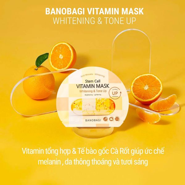 Mặt Nạ Banobagi Màu Cam Stem Cell Vitamin Mask Whitening Dark Spot Care Hộp 10 Miếng