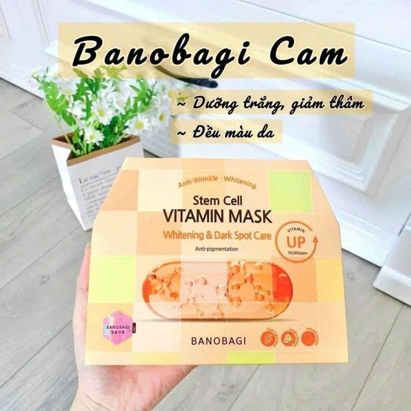 Mặt Nạ Banobagi Màu Cam Stem Cell Vitamin Mask Whitening Dark Spot Care Hộp 10 Miếng