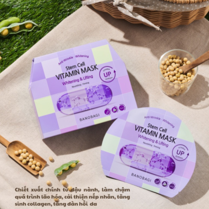 Mặt Nạ Banobagi Màu Tím Stem Cell Vitamin Mask Whitening Lifting Hộp 10 Miếng