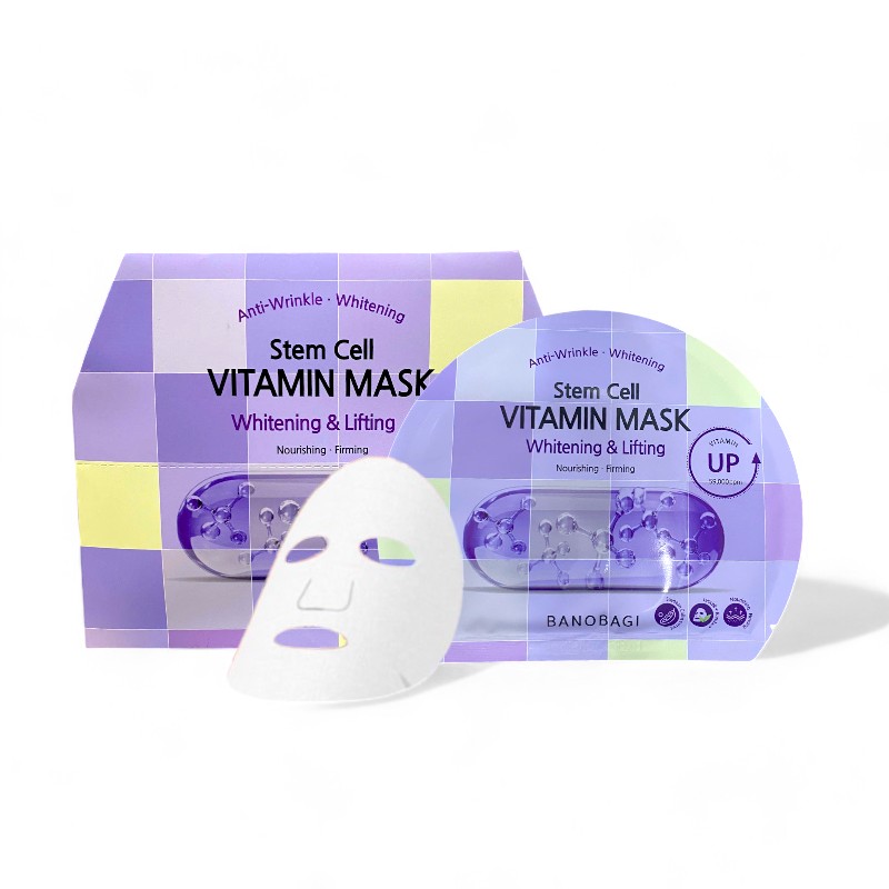 Mặt Nạ Banobagi Màu Tím Stem Cell Vitamin Mask Whitening Lifting Hộp 10 Miếng