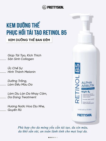 Kem Dưỡng Body Treatment màu xanh Ban Đêm Retinol B5 Alpha Arbutin Body Lotion
