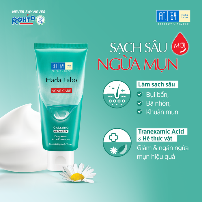 Sữa rửa mặt Hada Labo cho  da nhạy cảm Hada Labo Acne Care Calming Cleanser 80g
