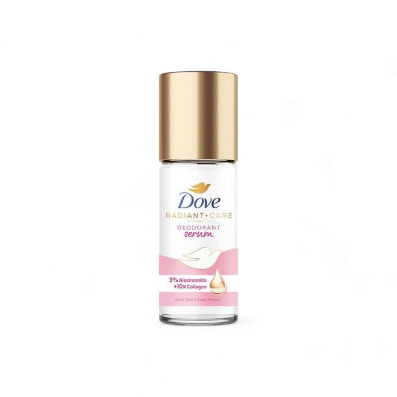 Vùng da cánh tay sáng mịn đều màu là nhờ có Dove lăn khử mùi Dưỡng Trắng Dove 3% Niacinamide + 10x Collagen Chai Màu Tím 45ml