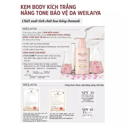 Kem Body Trắng Da Weilaiya Hương Nước Hoa Natural Fragrance Body Cream SPF30 PA+++ 200ml