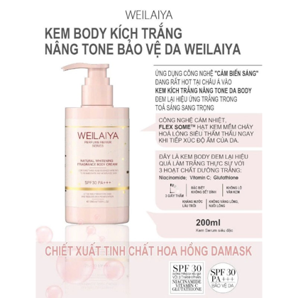 Kem Body Trắng Da Weilaiya Hương Nước Hoa Natural Fragrance Body Cream SPF30 PA+++ 200ml