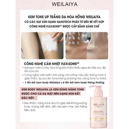 Kem dưỡng trắng da Weilaiya Natural Whitening Fragrance Body Cream SPF 30 PA+++ 200ml