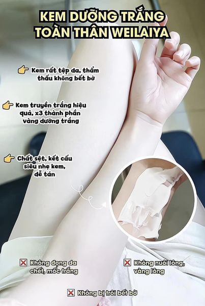 Kem dưỡng trắng da Weilaiya Natural Whitening Fragrance Body Cream SPF 30 PA+++ 200ml