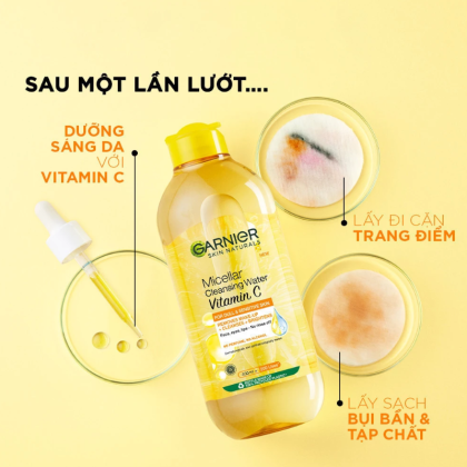 Nước Tẩy Trang Garnier Vitamin C Làm Sáng Da Micellar Cleansing Water Vitamin C 400ml