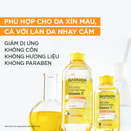 Nước Tẩy Trang Garnier Vitamin C Làm Sáng Da Micellar Cleansing Water Vitamin C 400ml