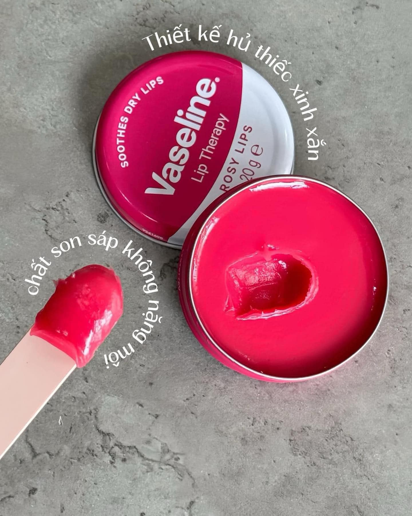 Son dưỡng hồng môi hộp thiếc hương hoa hồng Vaseline Lip Therapy Rosy Lips 20g