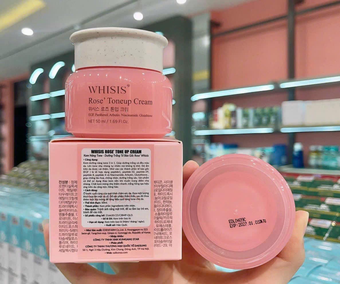 Kem dưỡng trắng face Whisis Rose Toneup Cream 50ml  mang lại làn da trắng hồng rạng rỡ, mịn màng và khỏe mạnh