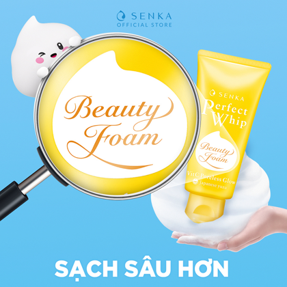 Sữa Rửa Mặt Senka Perfect Whip Vitamin C Màu Vàng Sáng Mịn Mờ Thâm 100g