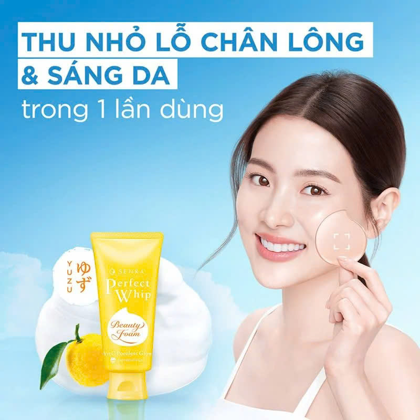 Sữa Rửa Mặt Senka Perfect Whip Vitamin C Màu Vàng Sáng Mịn Mờ Thâm 100g