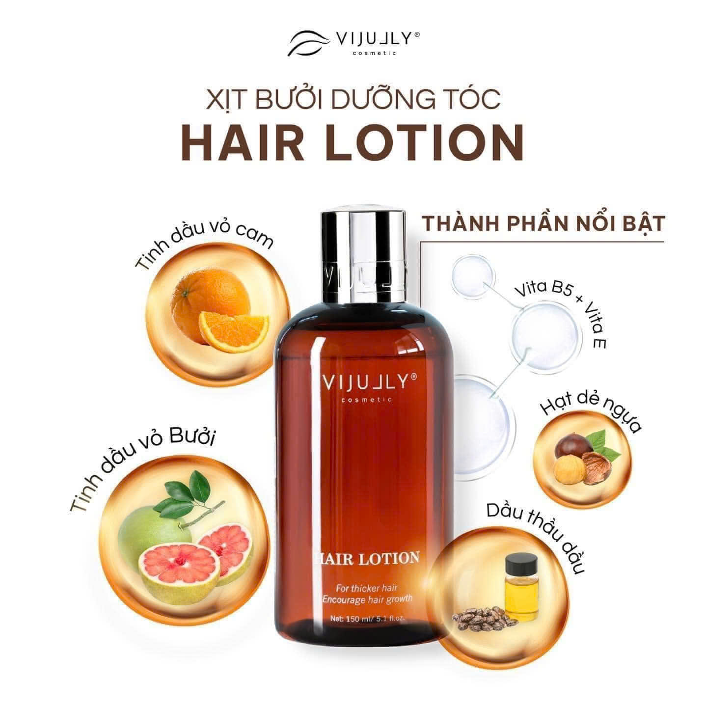 Chăm sóc tóc gãy rụng kích thích mọc tóc từ tinh dầu bưởi Vi Jully