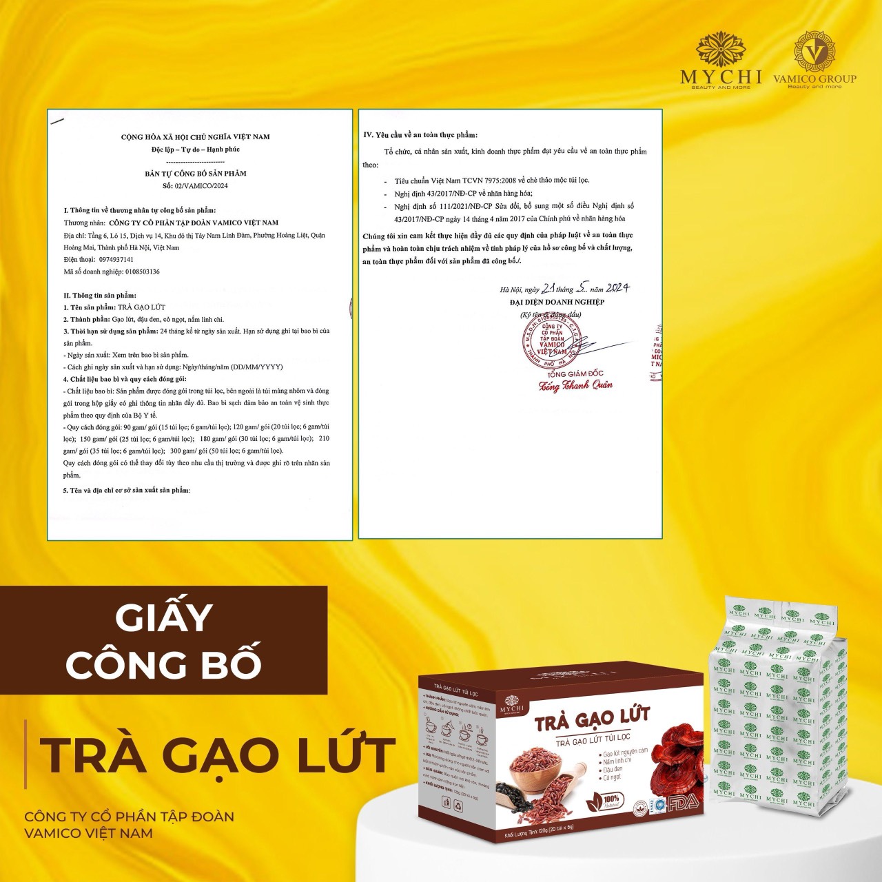 Trà Giảm Cân Gạo Lứt Mychi 120g Hộp 20 Túi