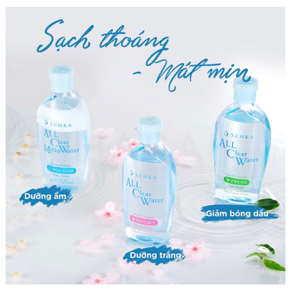 Nước tẩy trang Micellar All Clear Water Fresh Senka Nourish Màu Xanh Dương 230ml