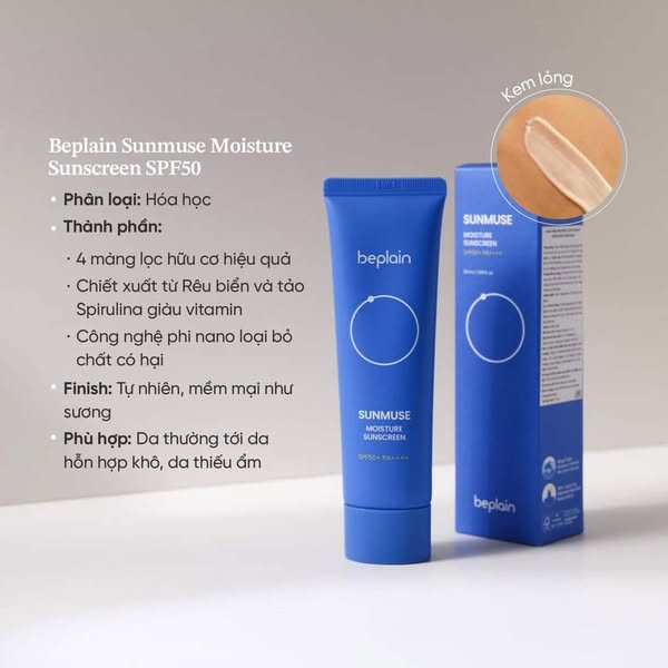 Kem Chống Nắng Beplain Sunmuse Moisture Sunscreen phiên bản màu Xanh Dương