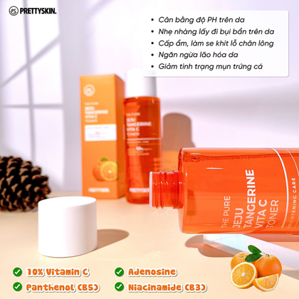 Nước Hoa Hồng Prettyskin The Pure Jeju Tangerine Vita C Toner 250ml