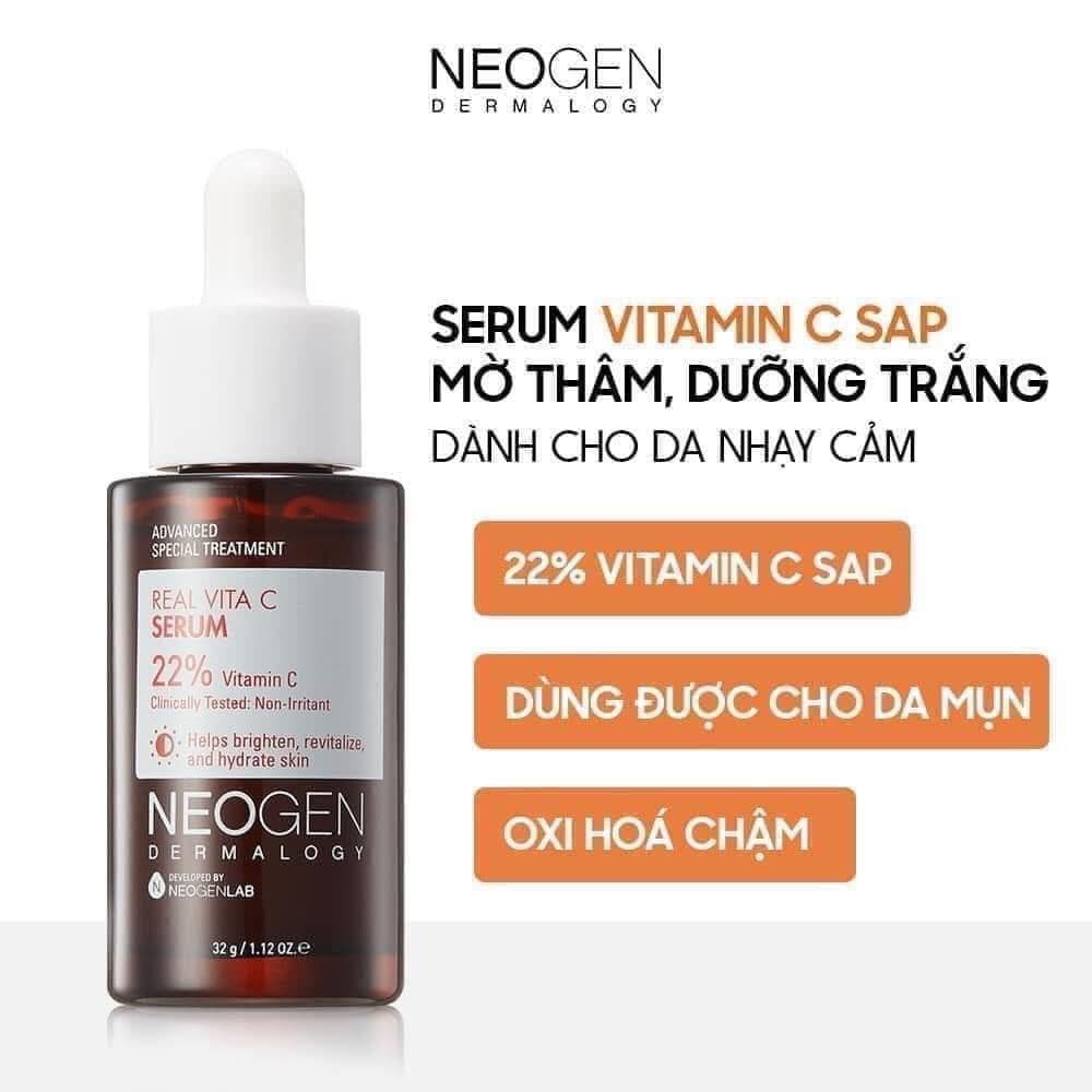 Serum Neogen Dermalogy Dưỡng Sáng Da, Mờ Thâm 32g Real Vita C 22% + 5% Niacinamide Serum