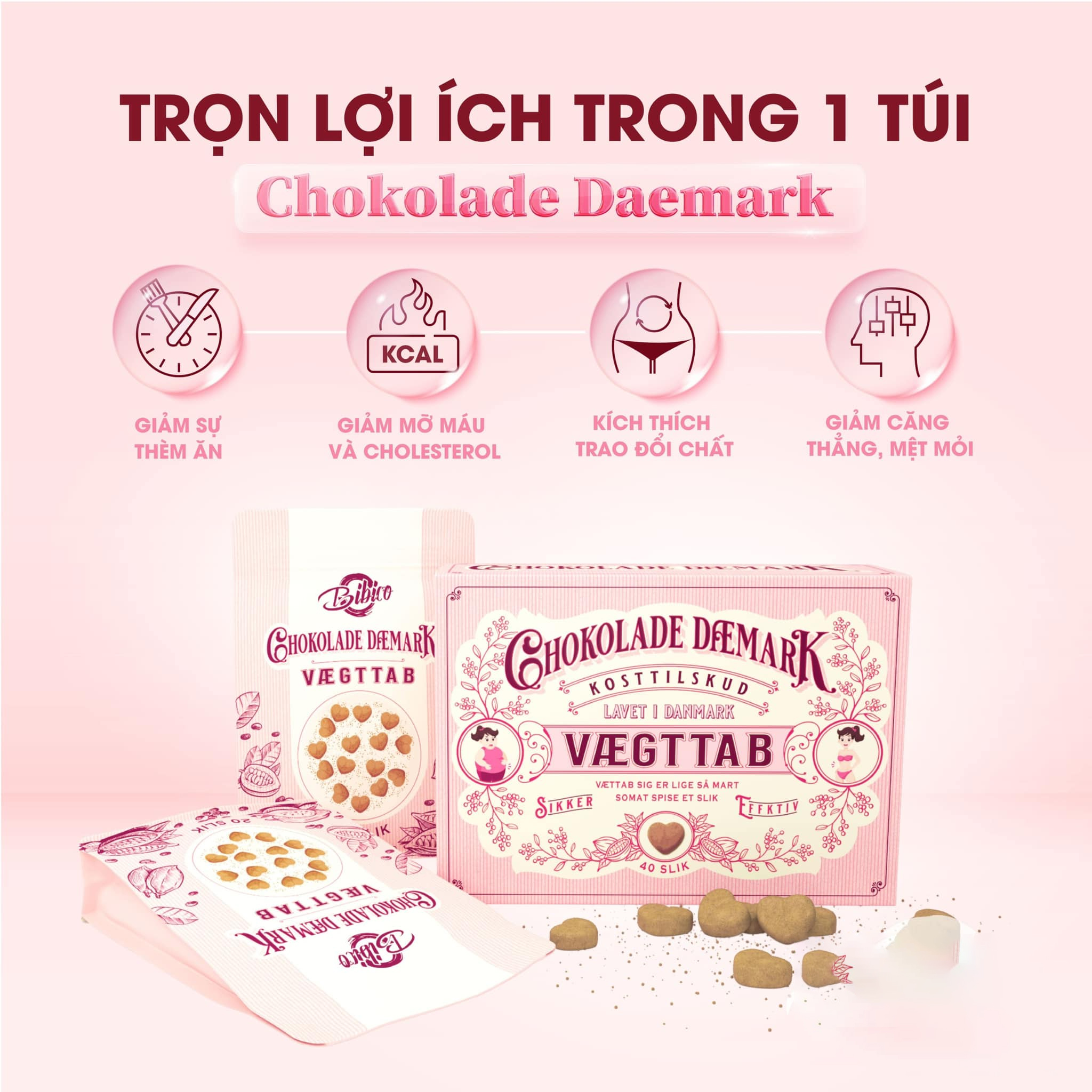 Kẹo Socola Giảm Cân Chokolade Danmark Vaegttab  Phiên bản mới từ Đan Mạch